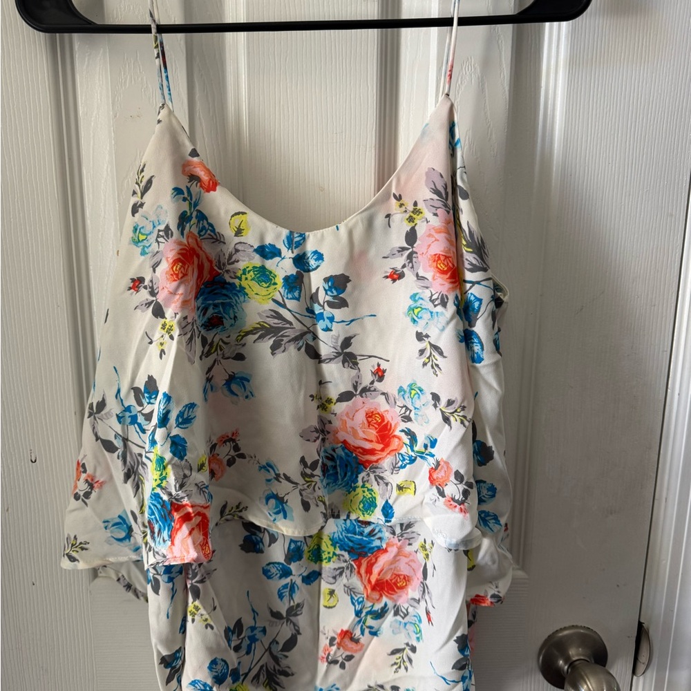 Paper Crane White and Orange Ruffled Camisole